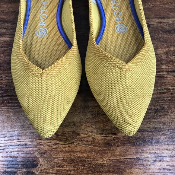 Rothys The Point Flats Fabric Womens Size 9 Yellow Knit Slip On Ballet Shoes - Picture 2 of 10